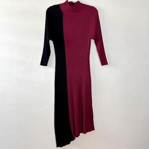 Lane Bryant Mock-Neck Asymmetrical Colorblock Sweater Dress 18/20 Modern Chic